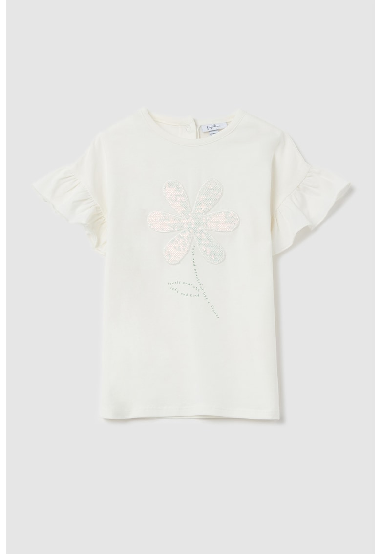 Tricou cu volane - Alb murdar