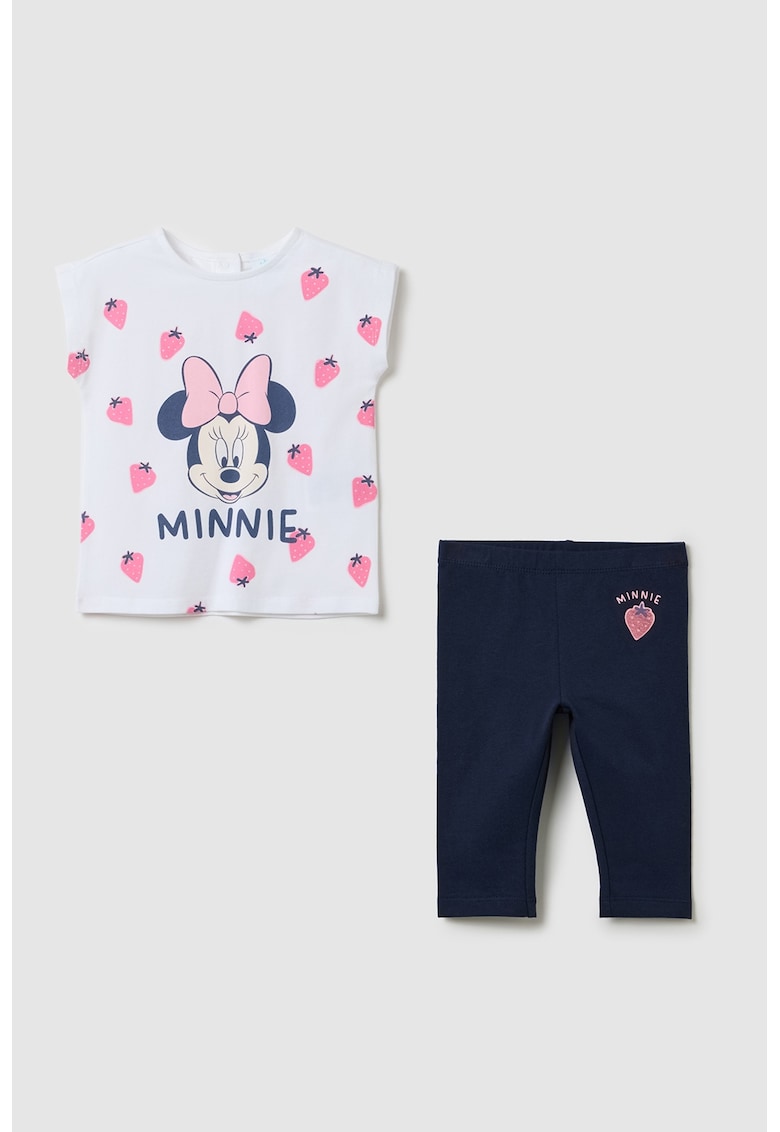 Set de tricou cu imprimeu Minnie Mouse si colanti