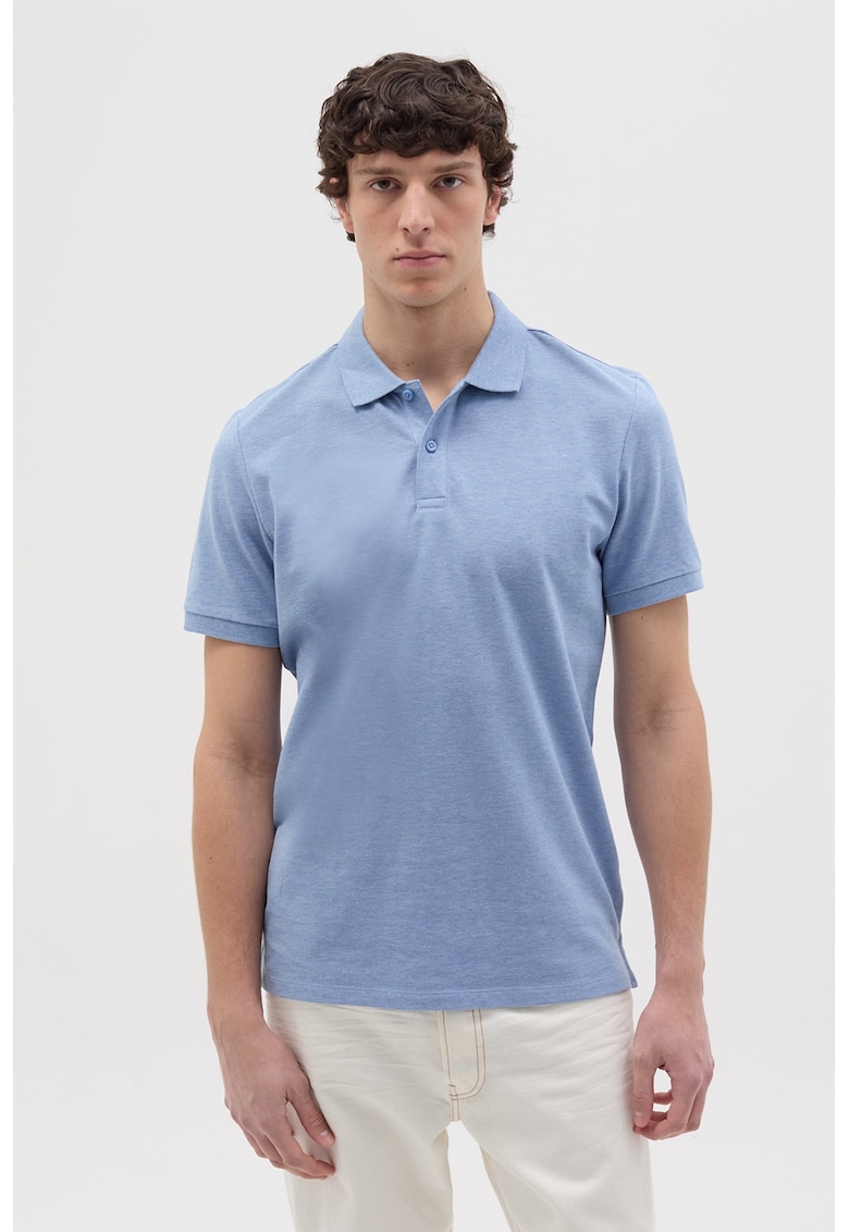 Tricou polo regular fit - Albastru prafuit