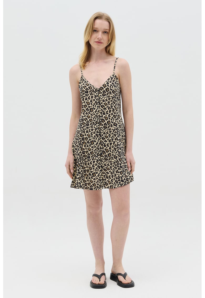 Rochie cu decolteu in V si animal print