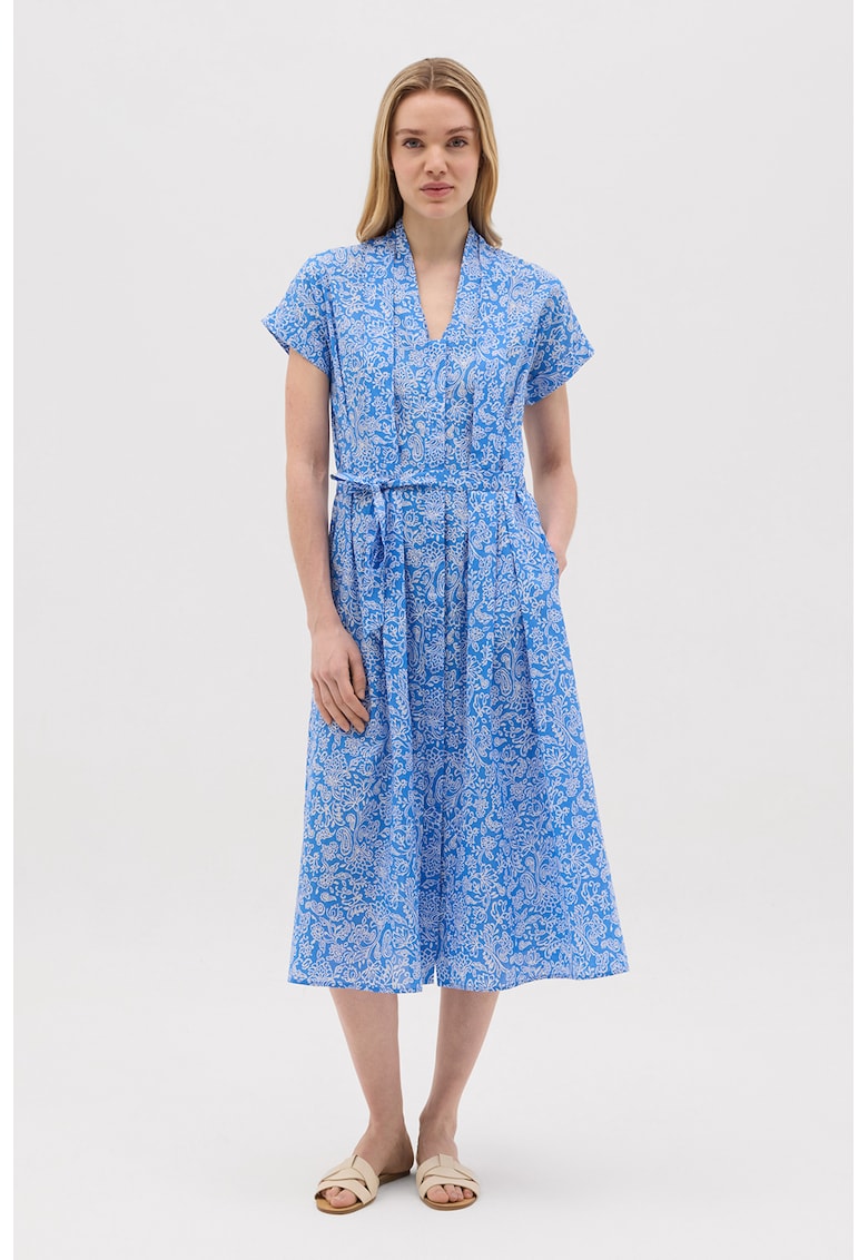 Rochie cu model floral si buzunare laterale