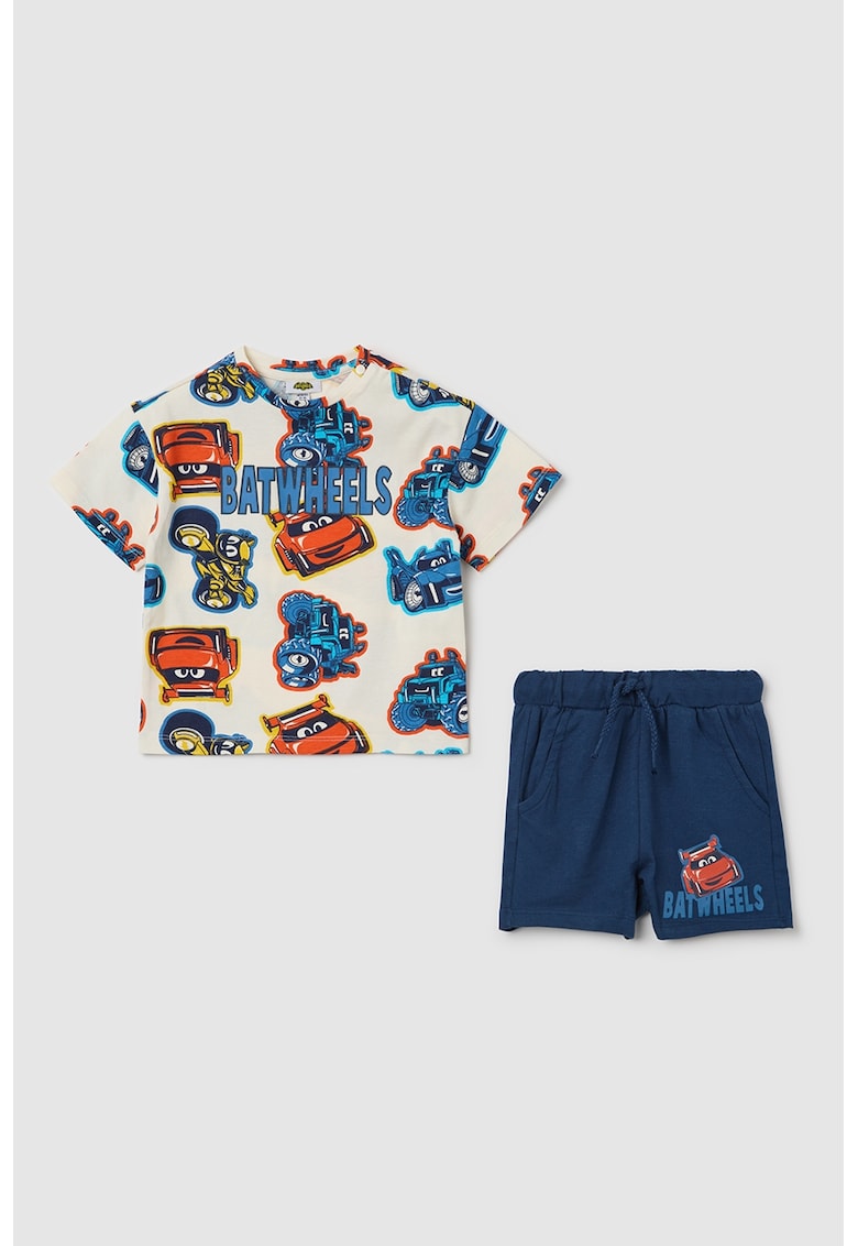 Set de tricou cu imprimeu si pantaloni scurti