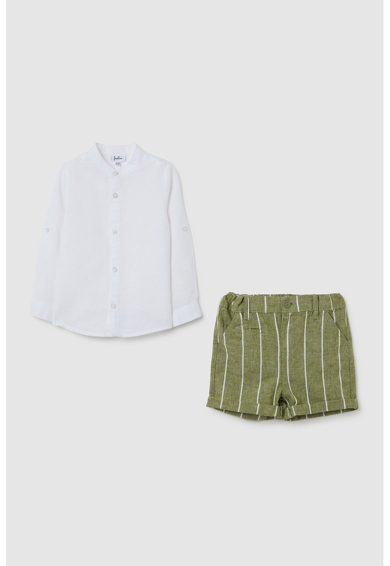 Set de camasa din amestec de in si pantaloni scurti