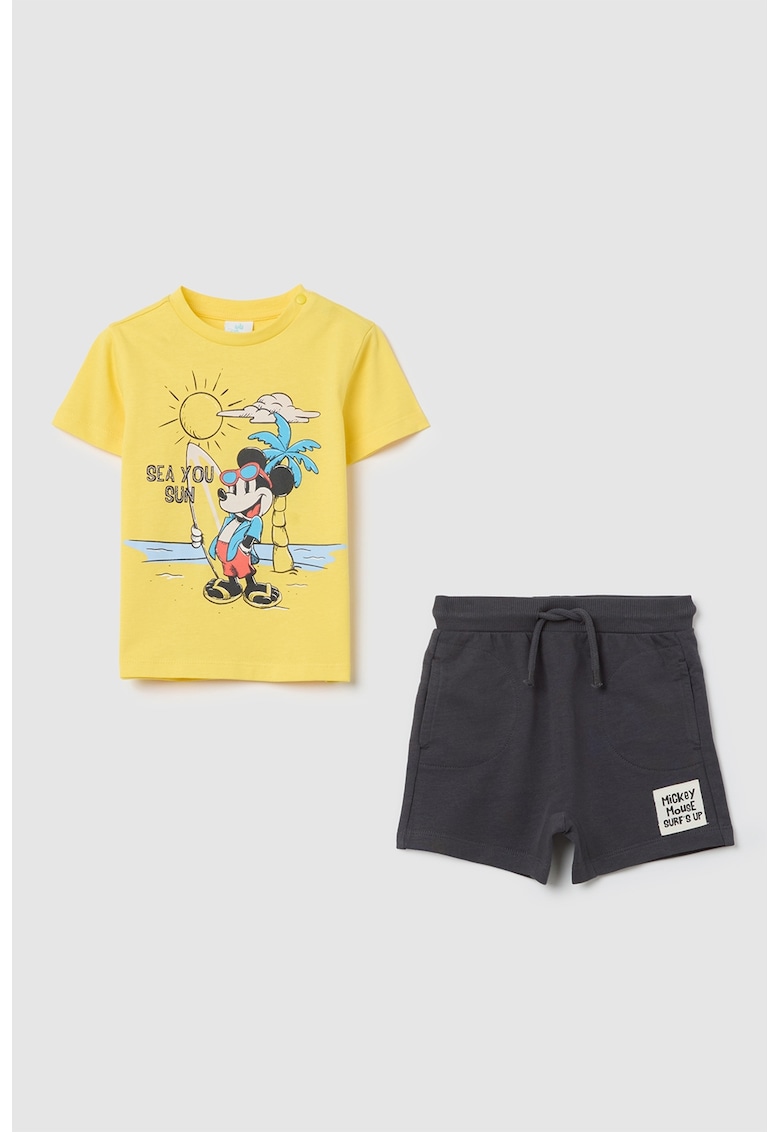 Set de tricou si pantaloni scurti cu imprimeu Mickey Mouse