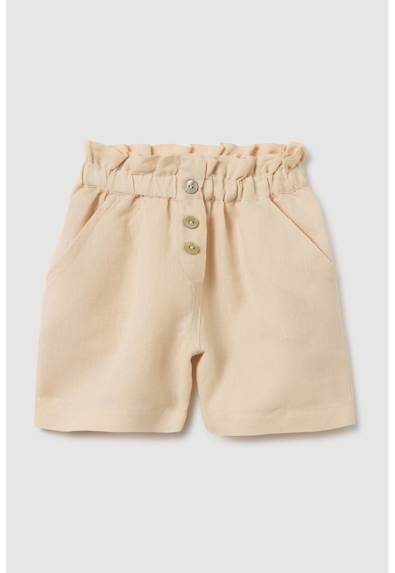 Pantaloni scurti din amestec de in cu talie inalta