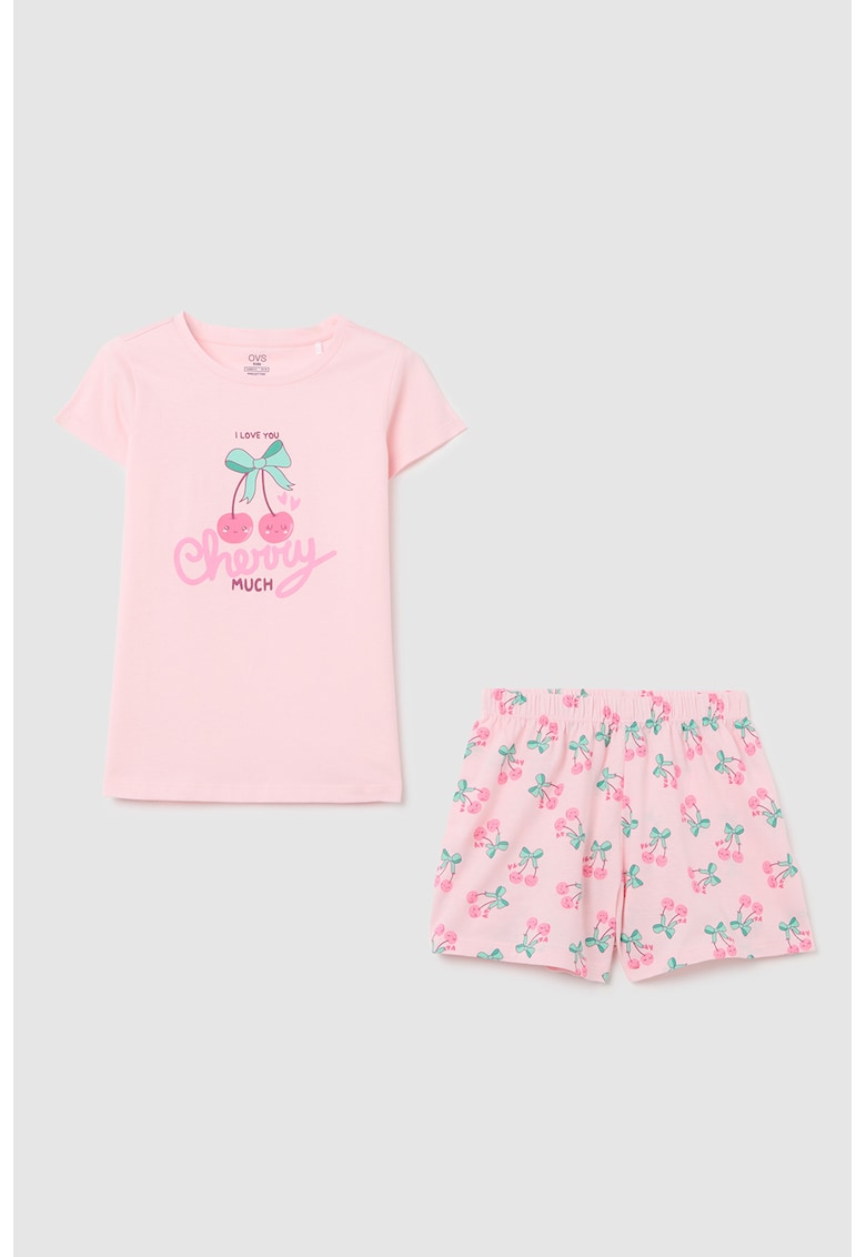 Pijama cu pantaloni scurti si imprimeu grafic