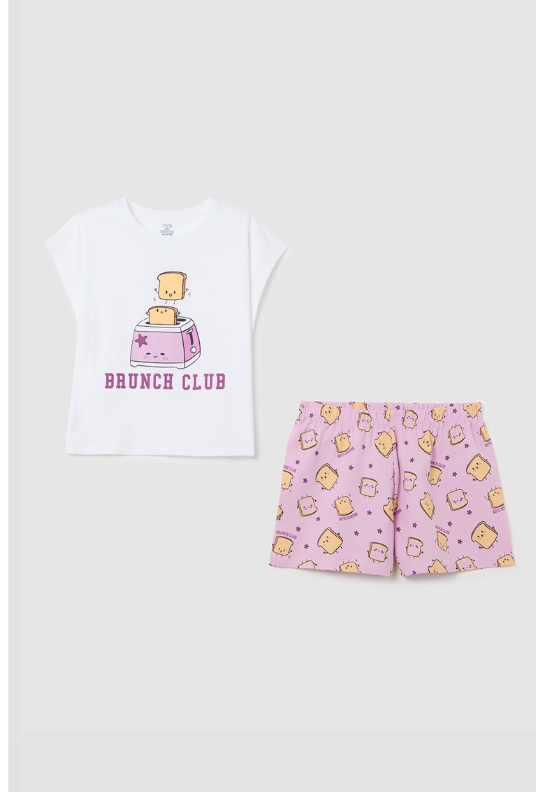 Pijama cu pantaloni scurti si imprimeu grafic