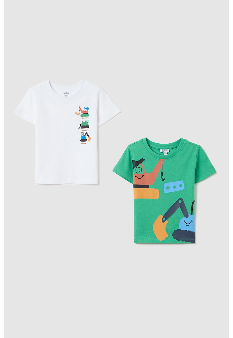 Set de tricouri cu decolteu rotund si imprimeu - 2 Piese