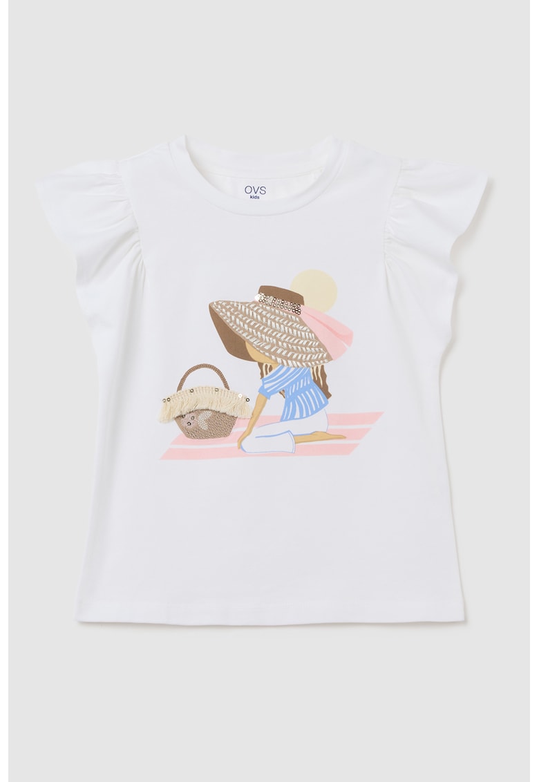 Tricou fara maneci cu volane