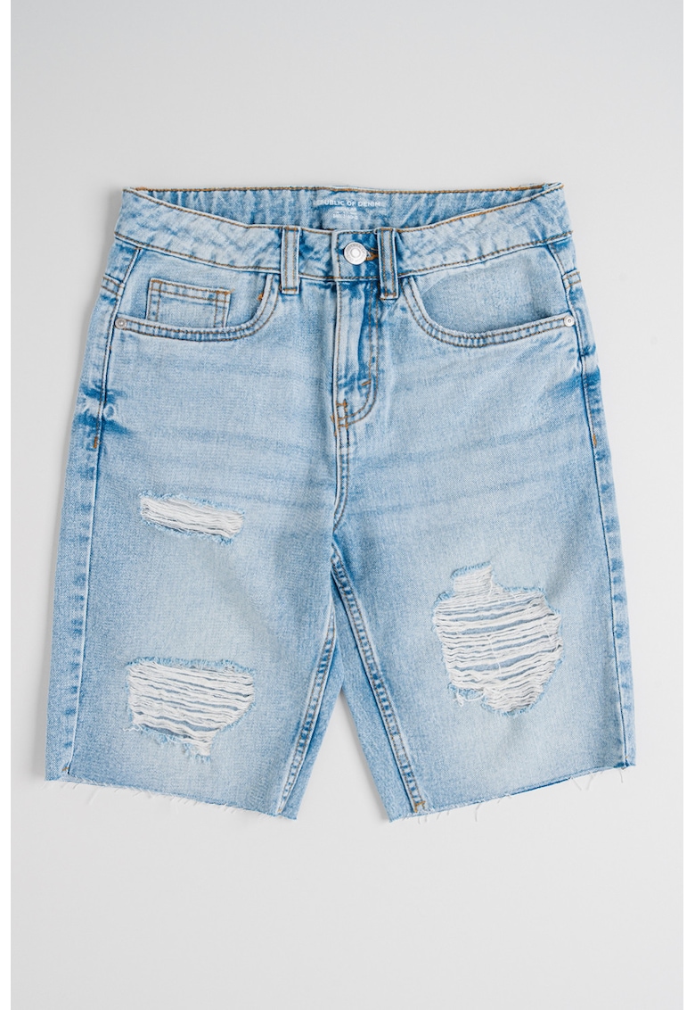 Bermude din denim cu aspect deteriorat