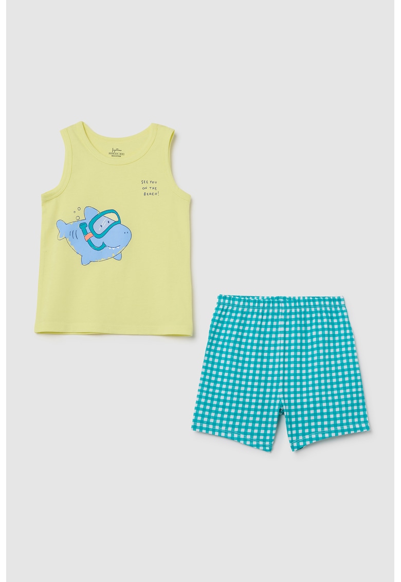Pijama scurta cu imprimeu cu rechin