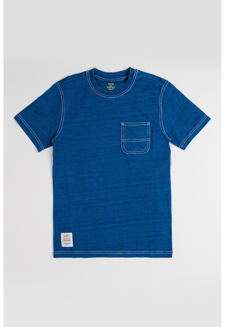 Tricou de bumbac cu buzunar pe piept Tricou de bumbac cu buzunar pe piept