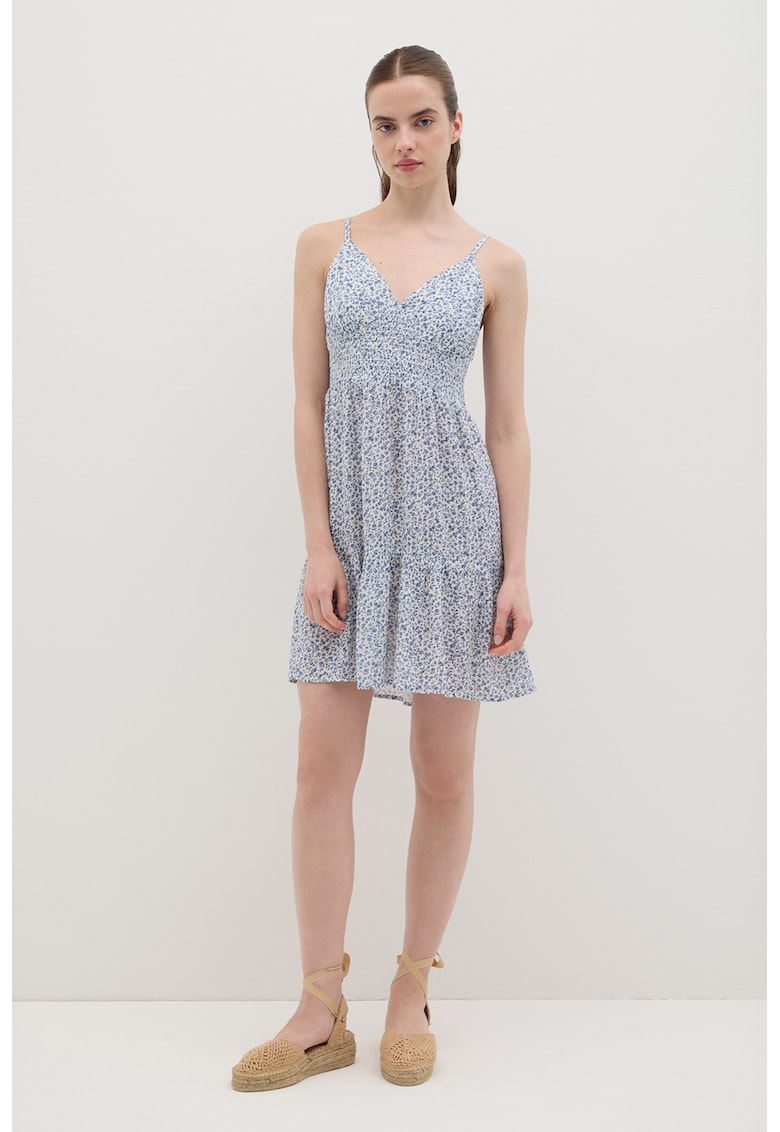 Rochie mini cu decolteu in V si model floral