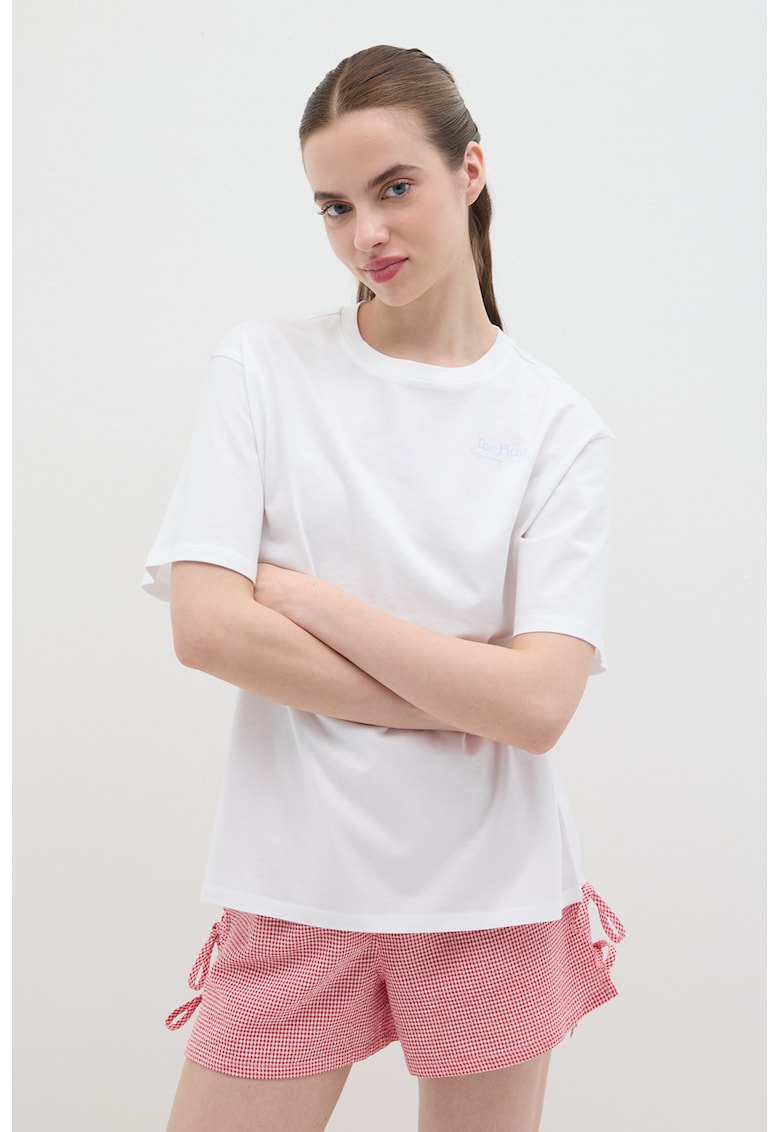 Tricou din bumbac cu imprimeu picnic pe partea din spate