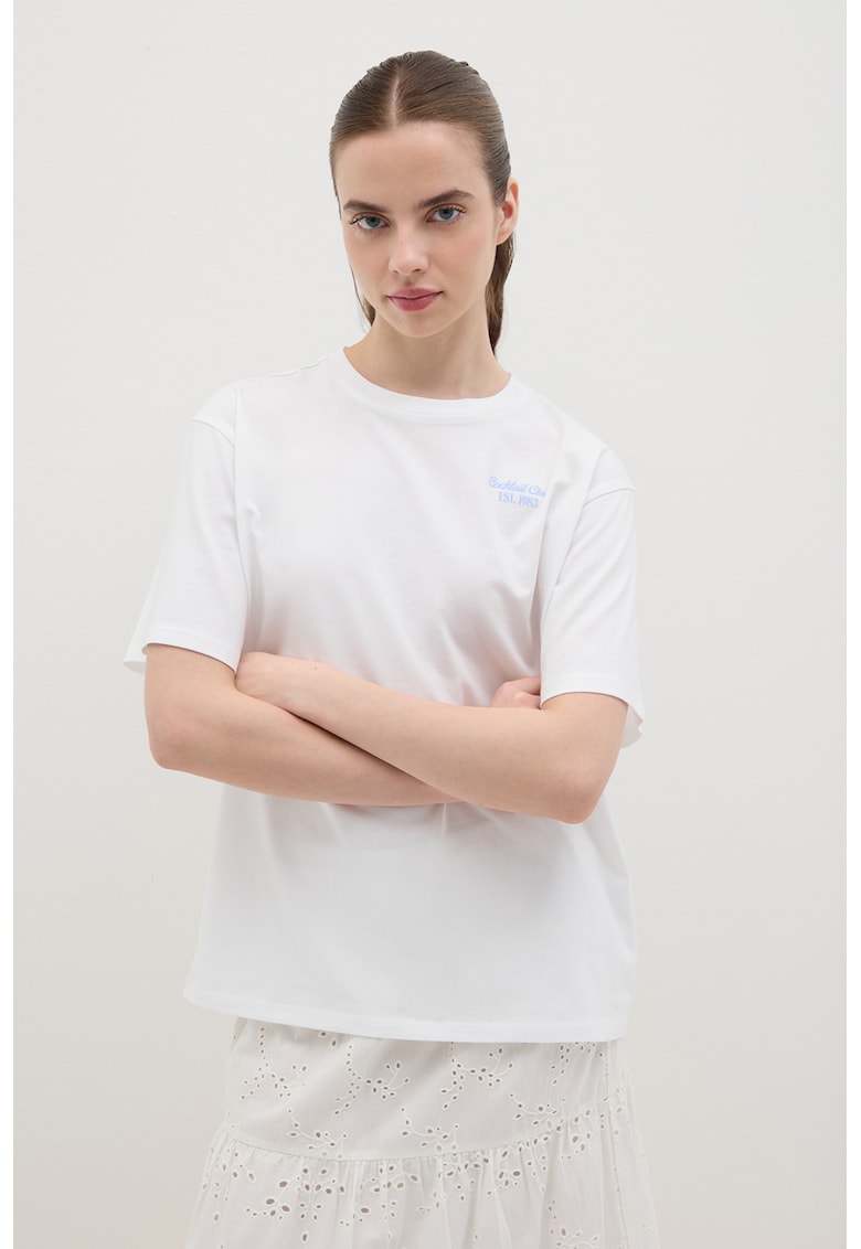 Tricou din bumbac cu imprimeu text pe partea din spate