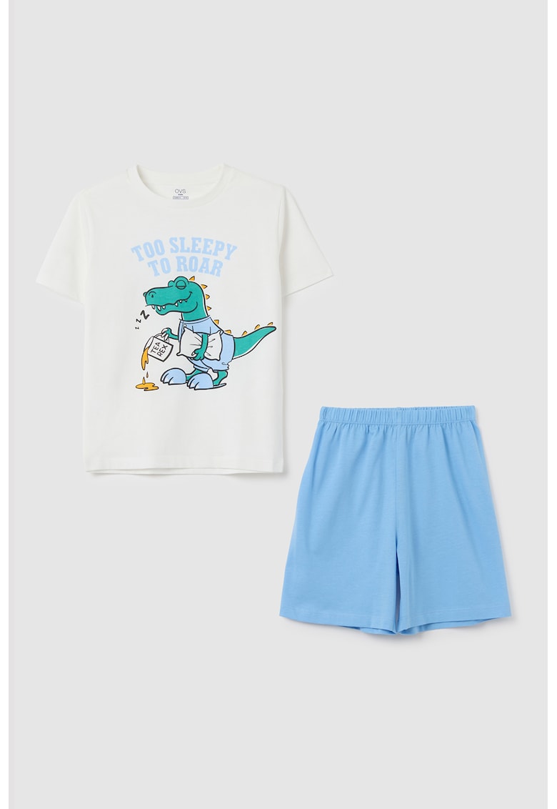 Pijama scurta cu imprimeu cu dinozaur