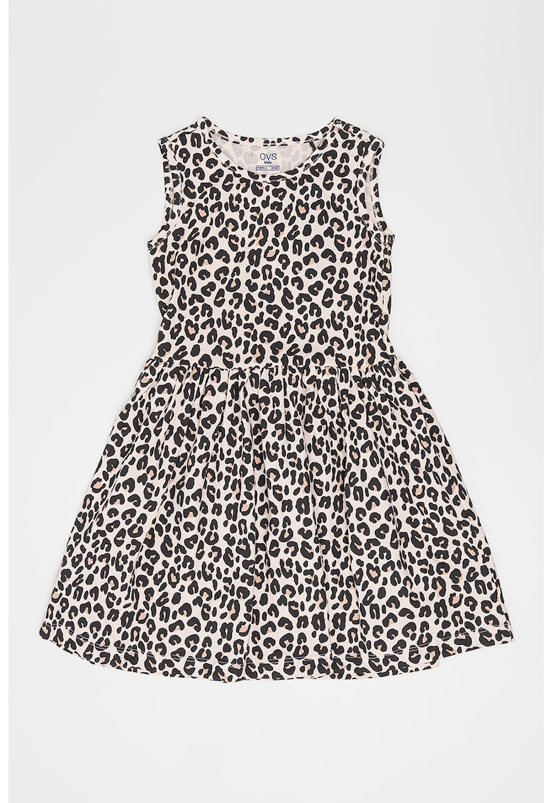 Rochie evazata fara maneci cu animal print