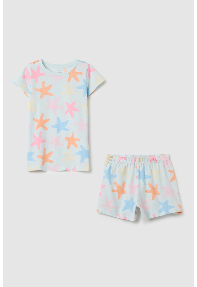 Pijama din bumbac cu imprimeu