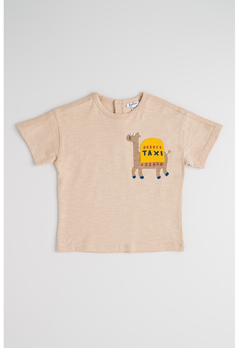 Tricou de bumbac cu imprimeu - Maro nisip