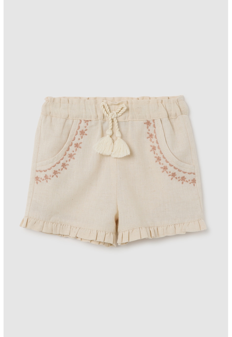 Pantaloni scurti din amestec de in cu canafi de ajustare