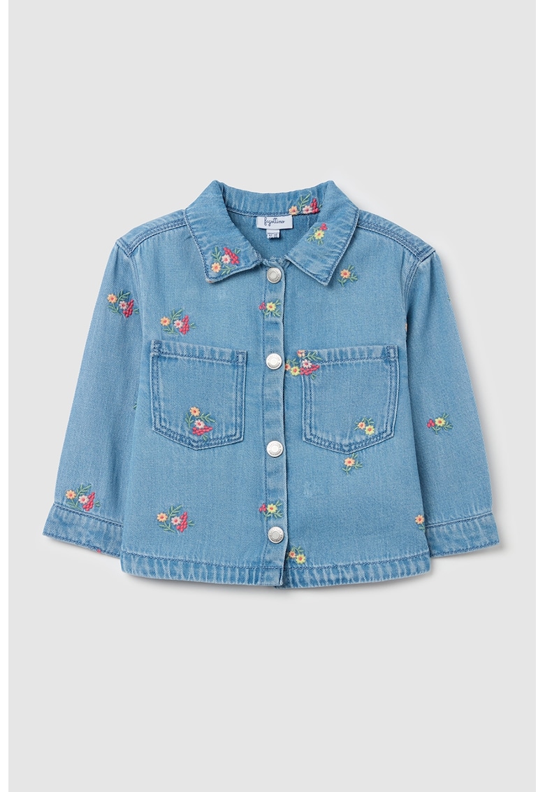 Jacheta-camasa din denim cu broderie