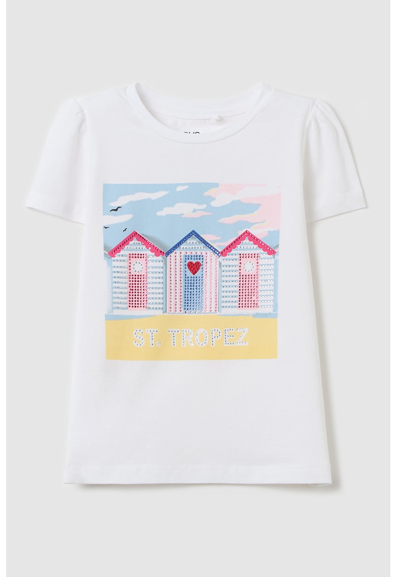 Tricou cu imprimeu grafic si strasuri Tricou cu imprimeu grafic si strasuri