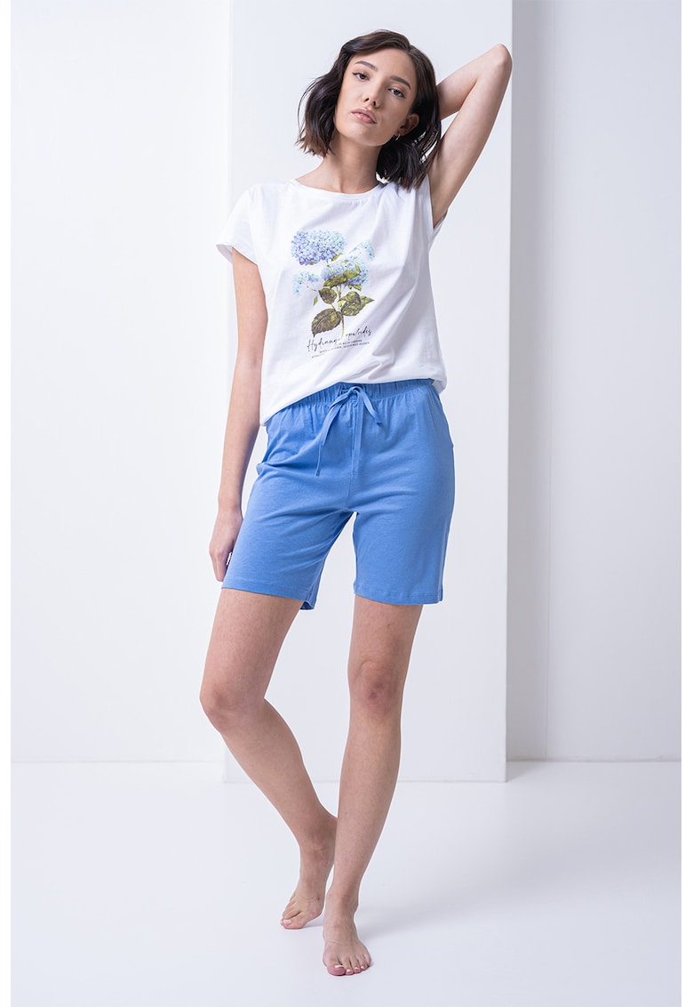 Pijama cu imprimeu si maneci scurte