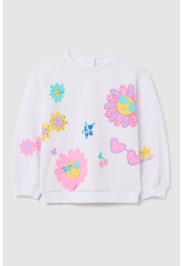 Bluza de trening cu model floral si paiete