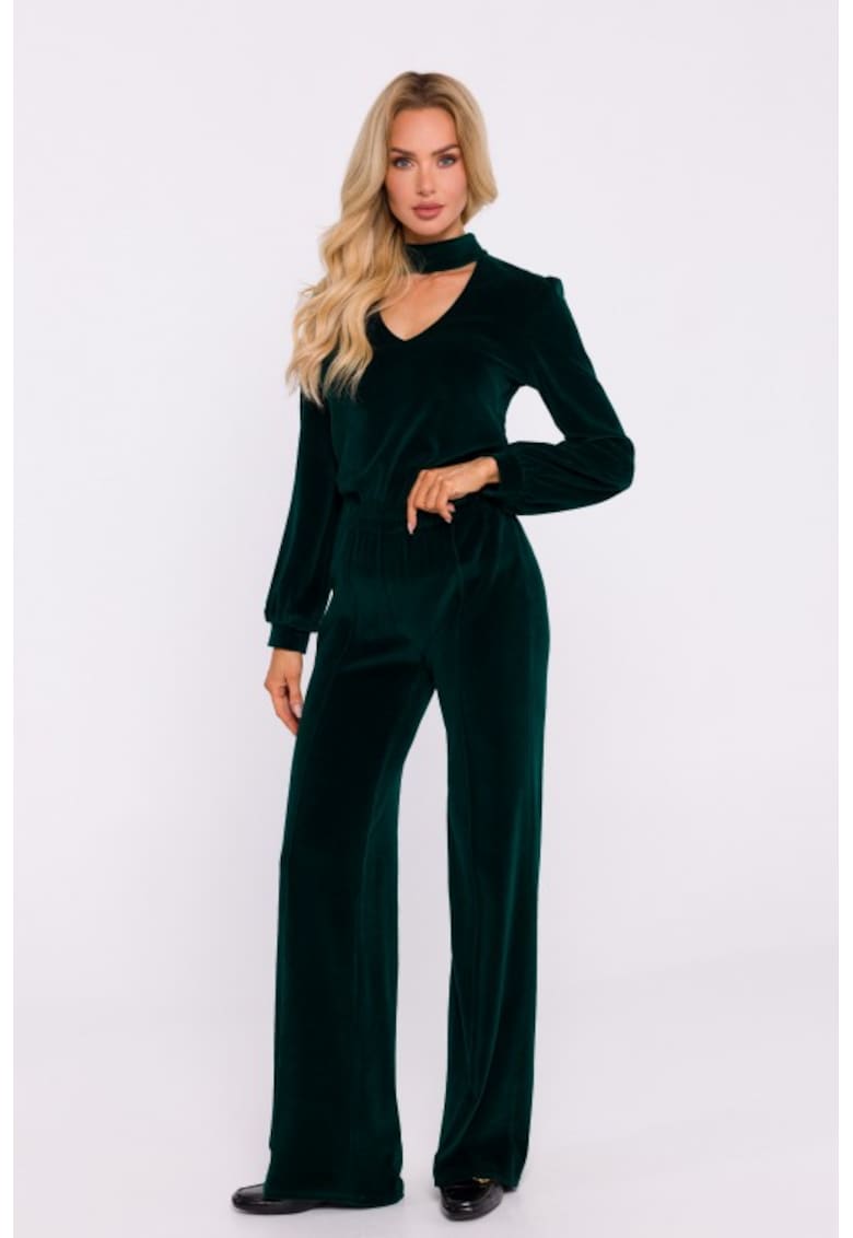 Pantaloni din catifea - evazata -  Verde