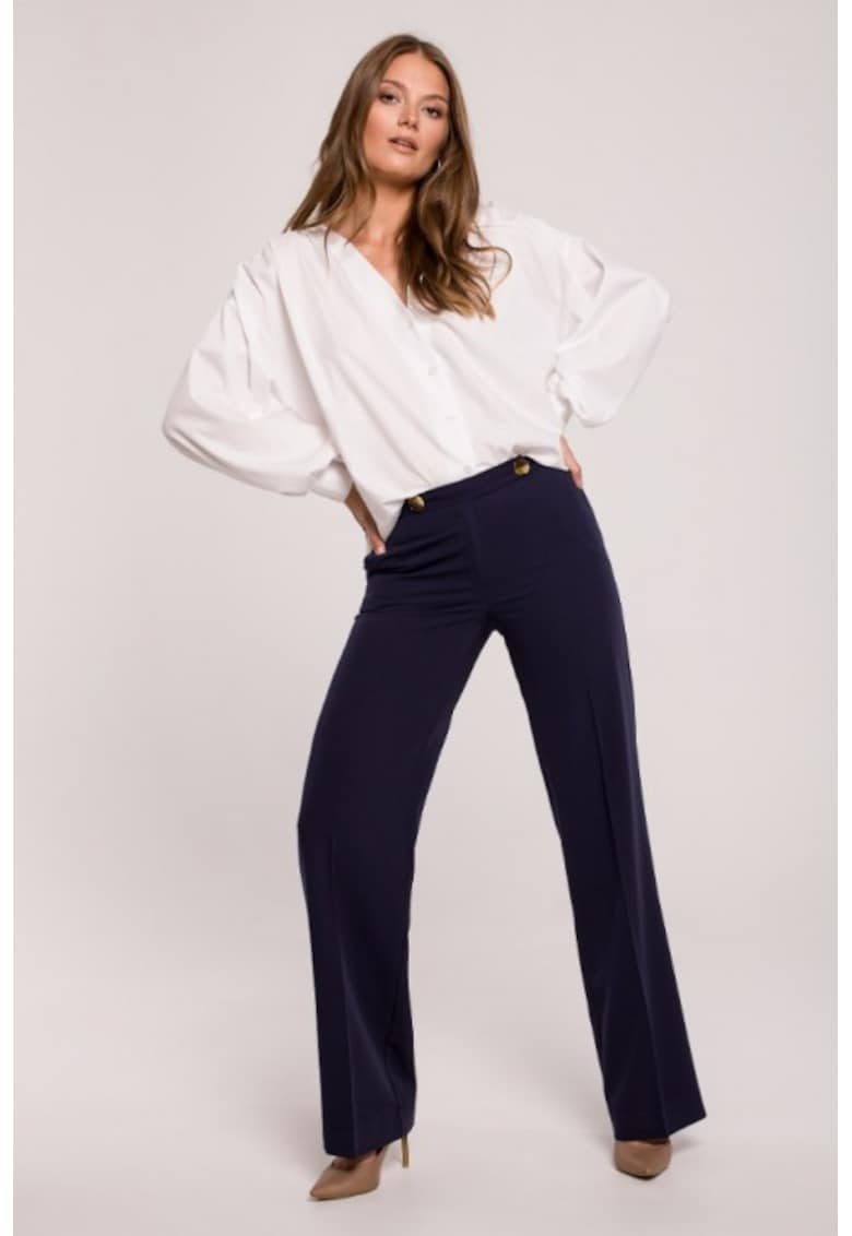 Pantaloni cu croiala dreapta - - Albastru