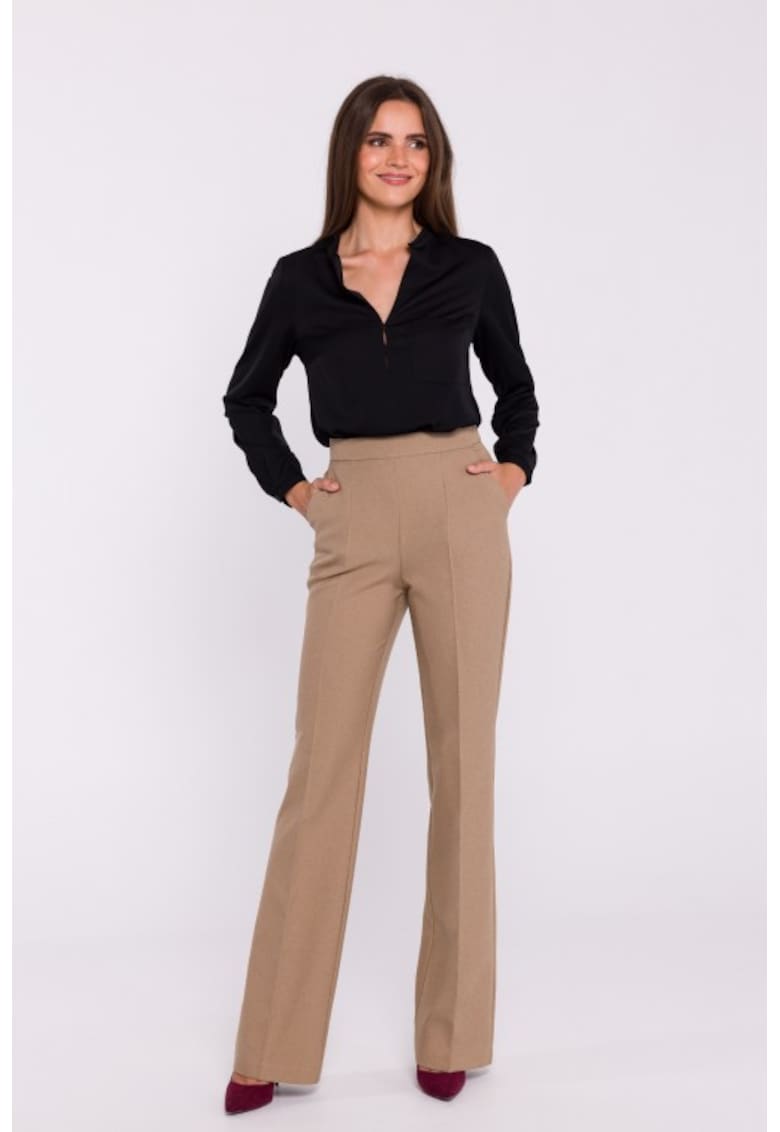 Pantaloni drepti cu talie inalta -