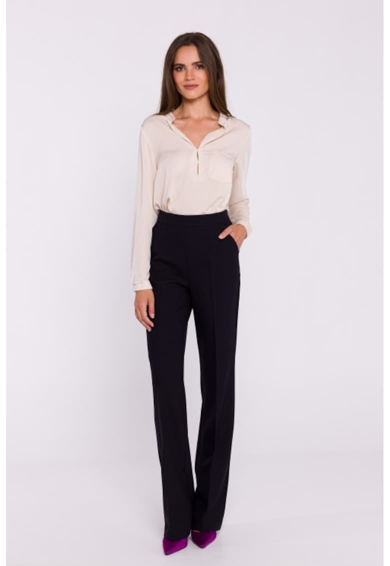 Pantaloni drepti cu talie inalta -