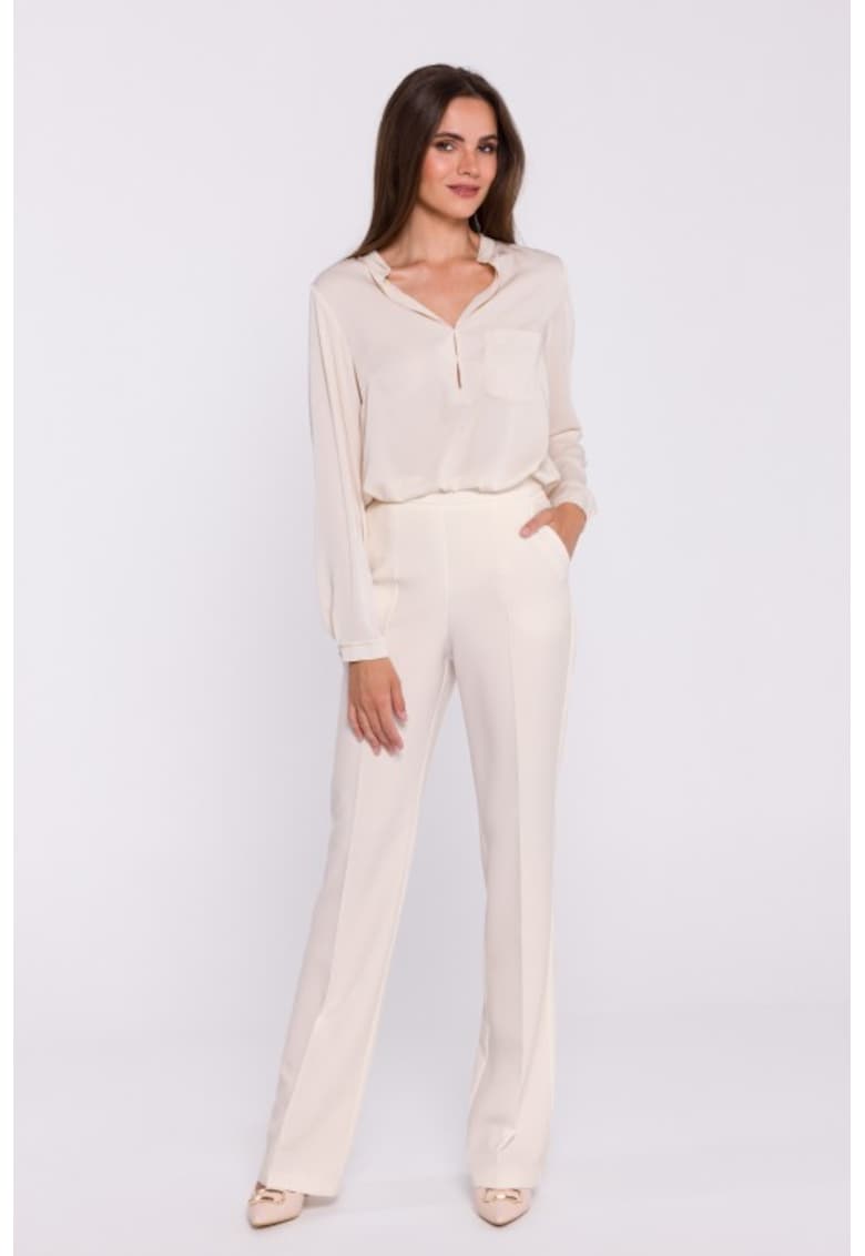 Pantaloni drepti cu talie inalta -