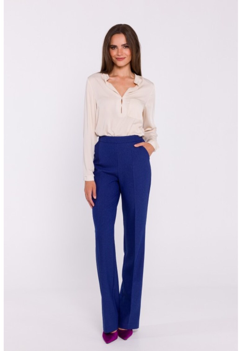 Pantaloni drepti cu talie inalta -