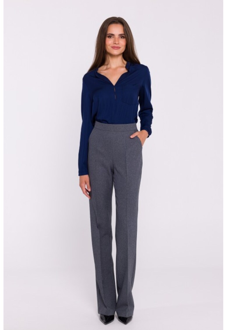 Pantaloni drepti cu talie inalta -