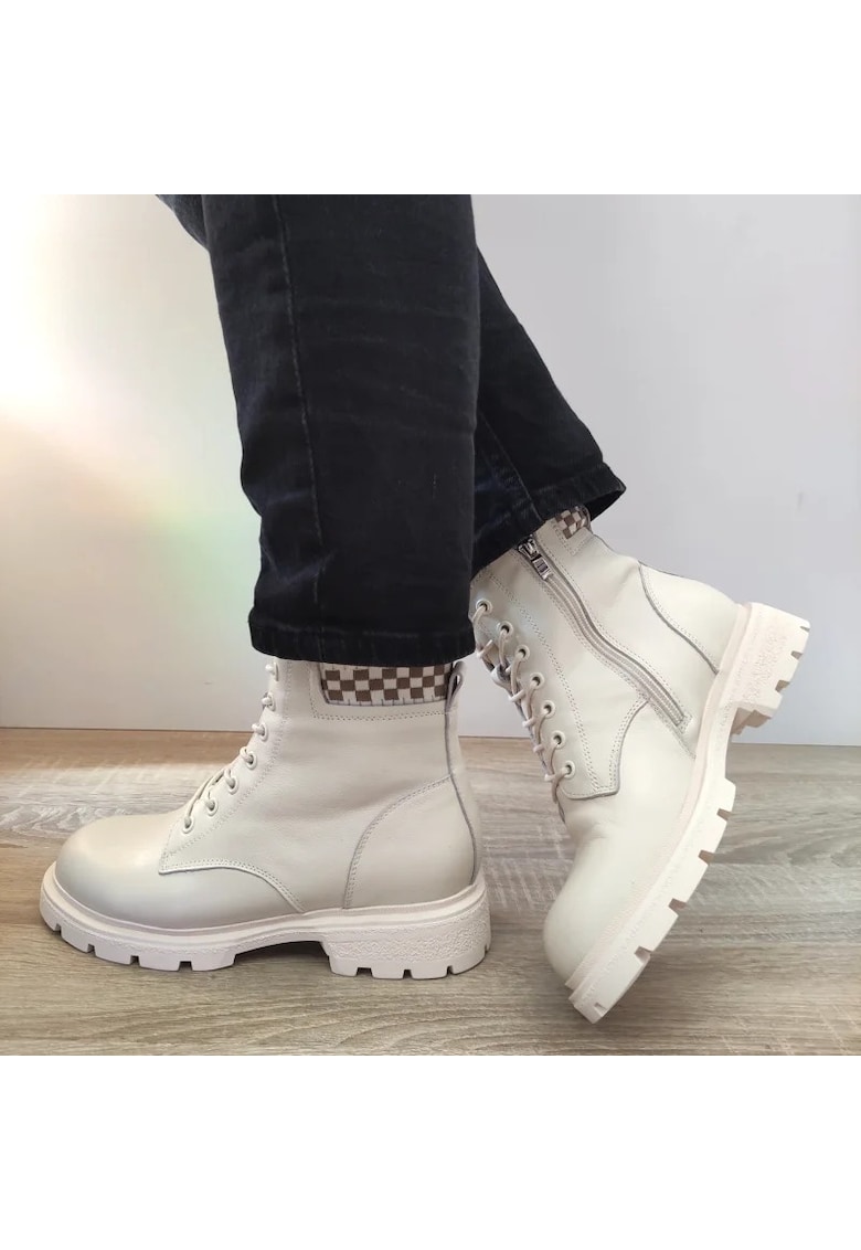 Ghete Casual Dama L9137 Crem - Crem