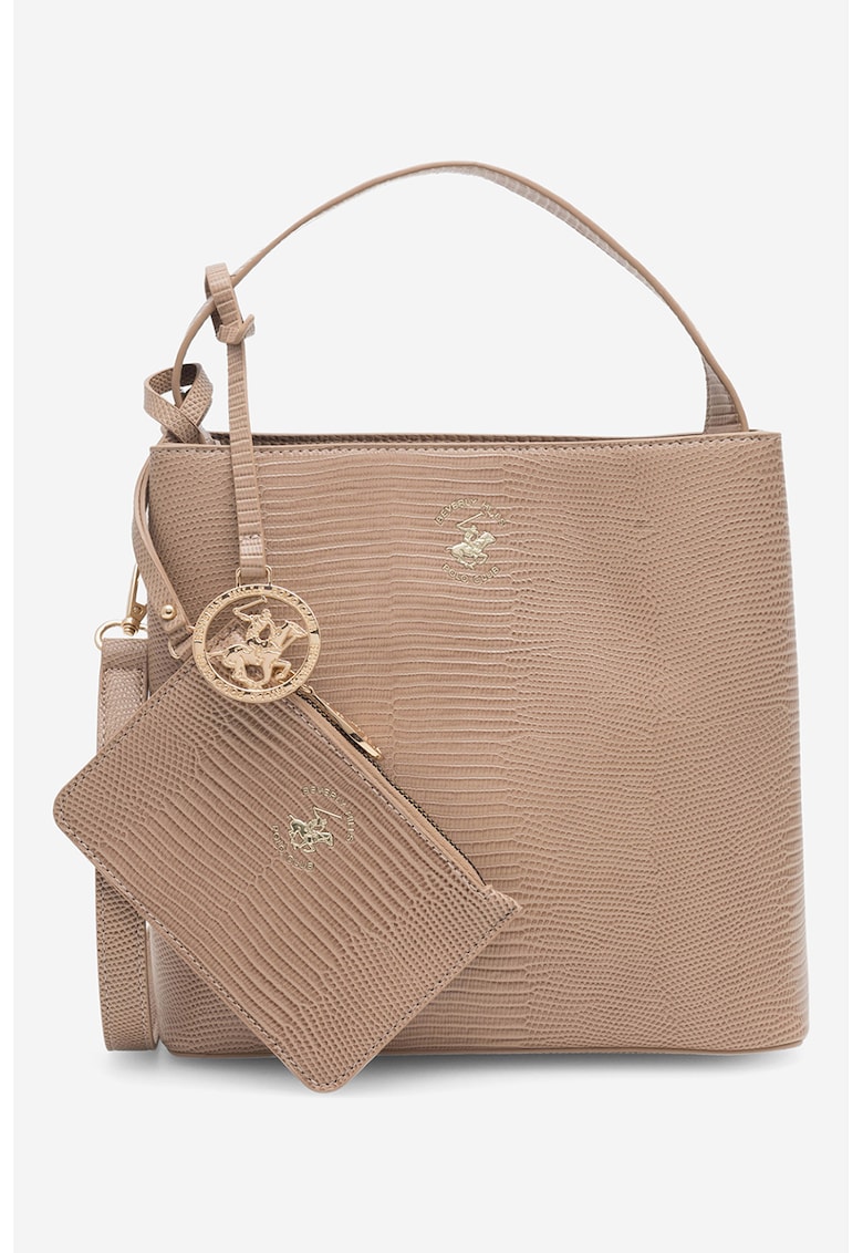 Geanta din piele ecologica cu bareta de umar si etui detasabil