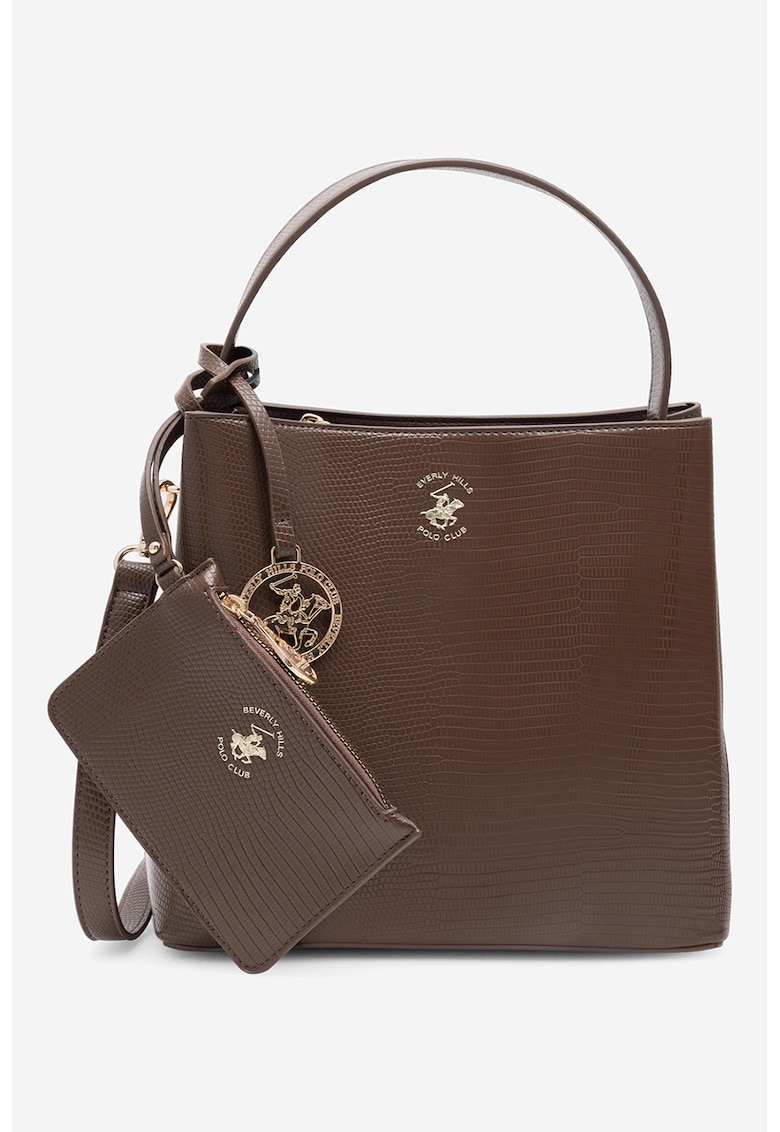 Geanta din piele ecologica cu bareta de umar si etui detasabil