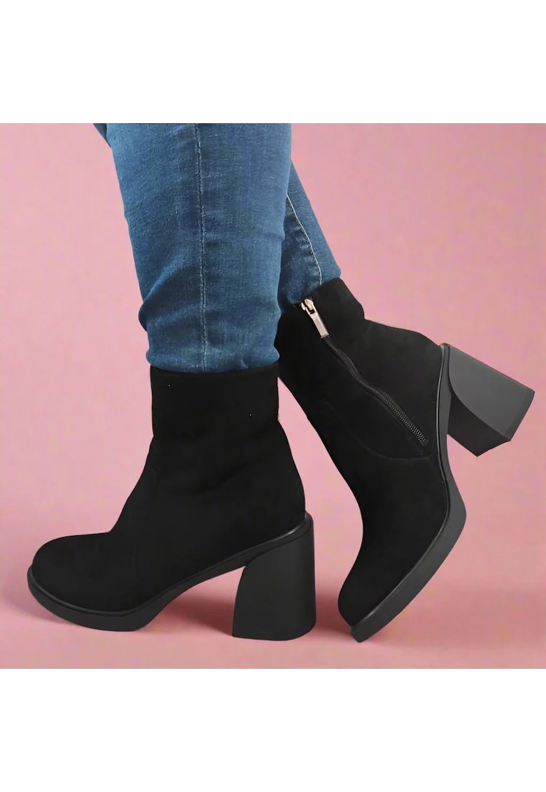 GHETE ELEGANTE DAMA 91470-6B NEGRE VELUR - Negru