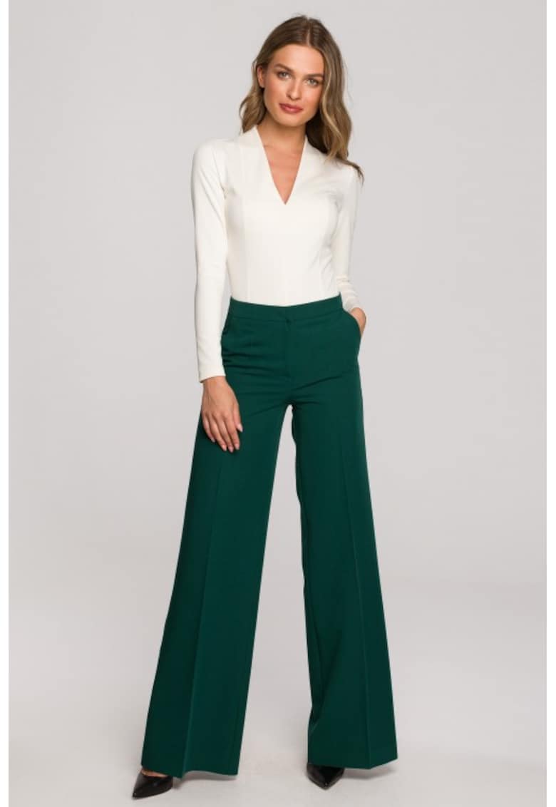 Pantaloni eleganti - evazata - Verde -