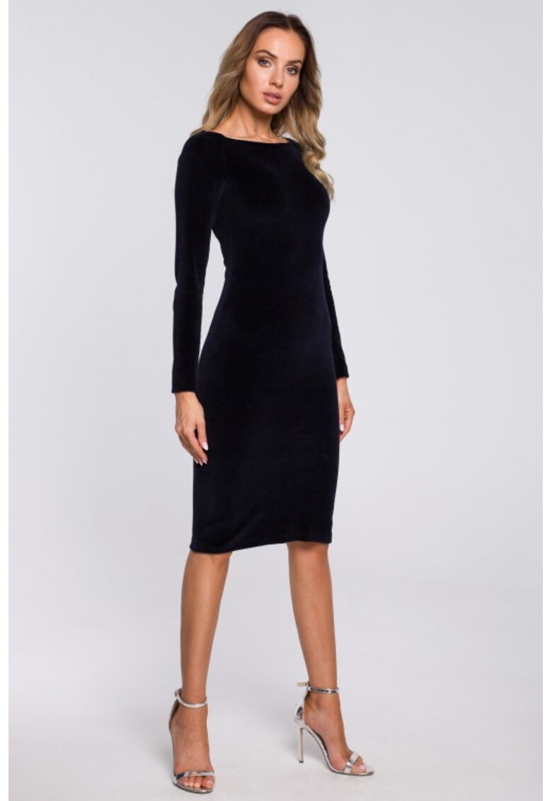 Rochie bodycon din velur - Albastru