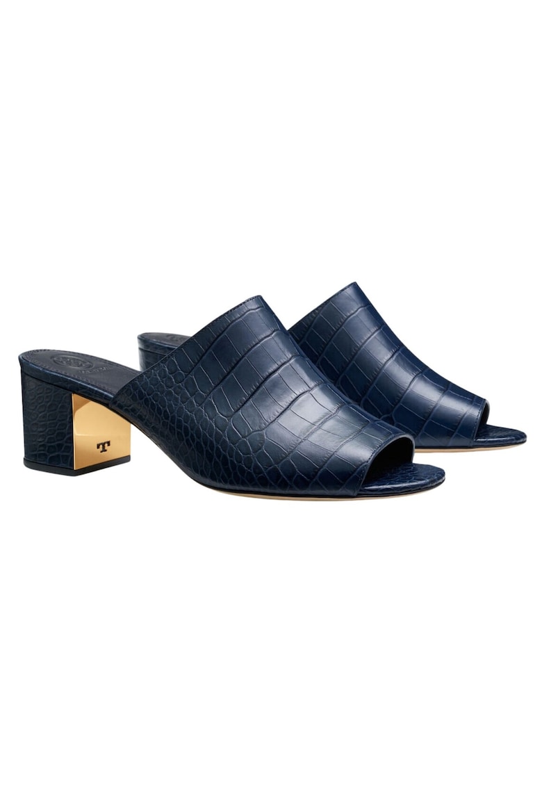 Papuci cu toc din piele naturala cu aspect mock-croc Martine -