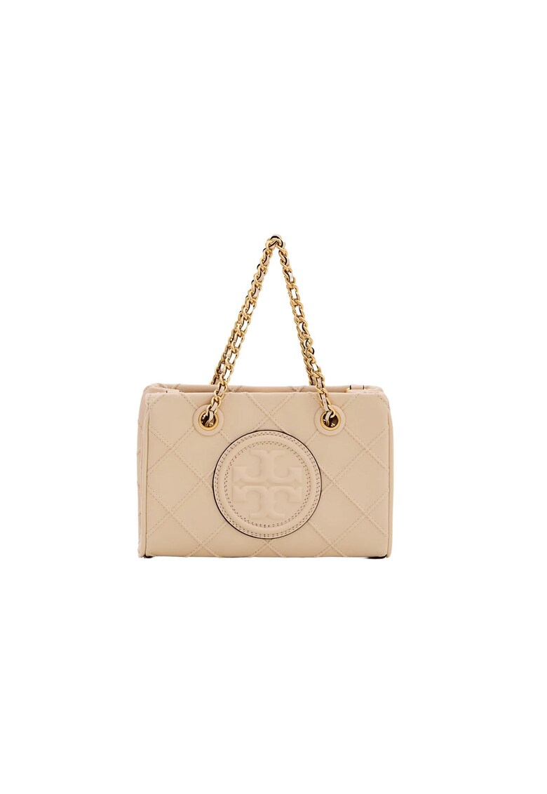 Geanta dama Tory Burch Fleming Soft Mini Chain Tote - piele naturala - bej - 18 -5x13x6cm - set cu punguta anti-praf