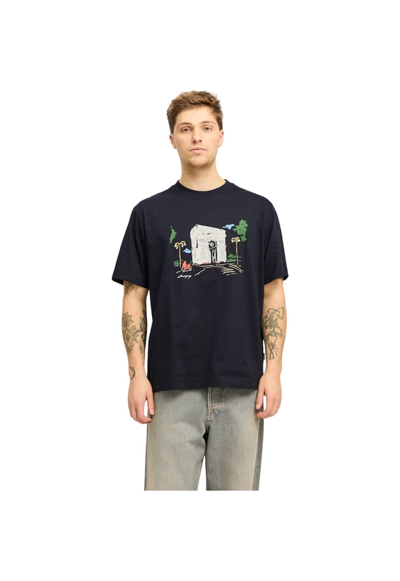 Tricou JACK &JONES Manchester Sketch 39266 - Negru