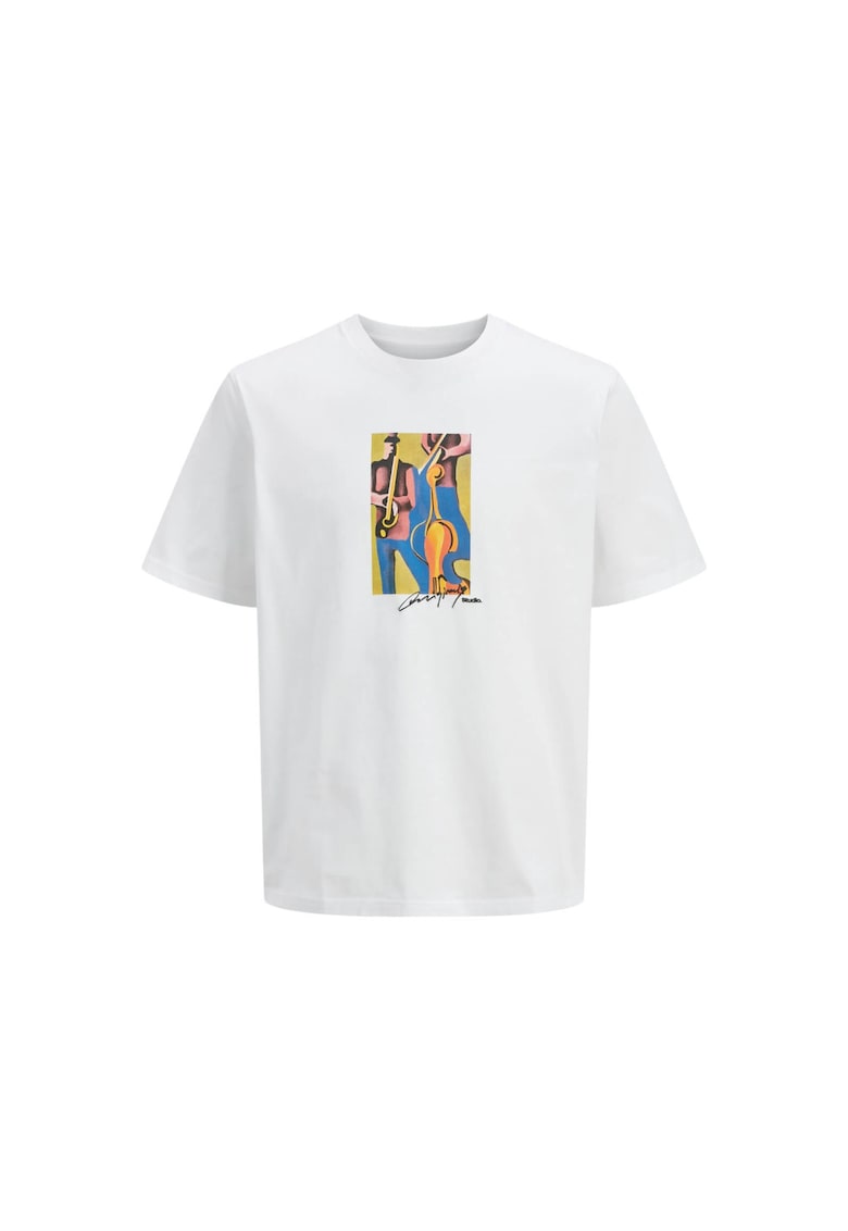 Tricou JACK &JONES Manchester Cubism 39251 - Alb
