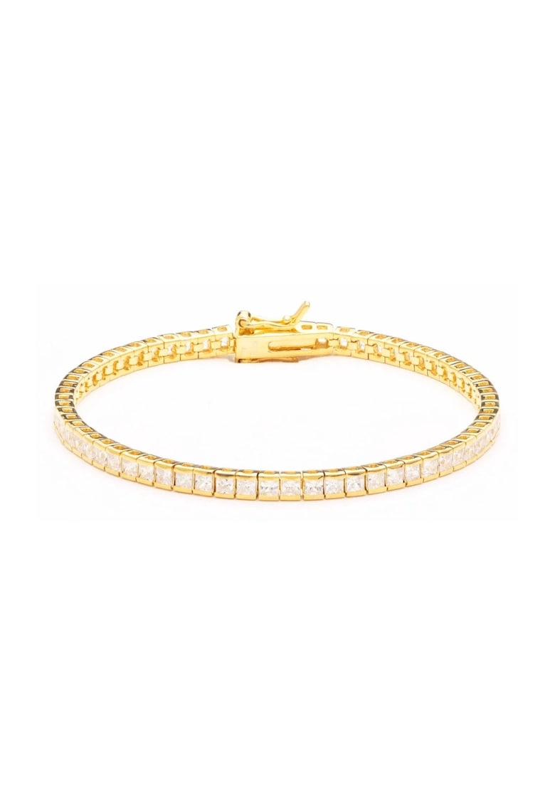 Bratara Superba Tennis Din Argint Placata Cu Aur Galben De 18K