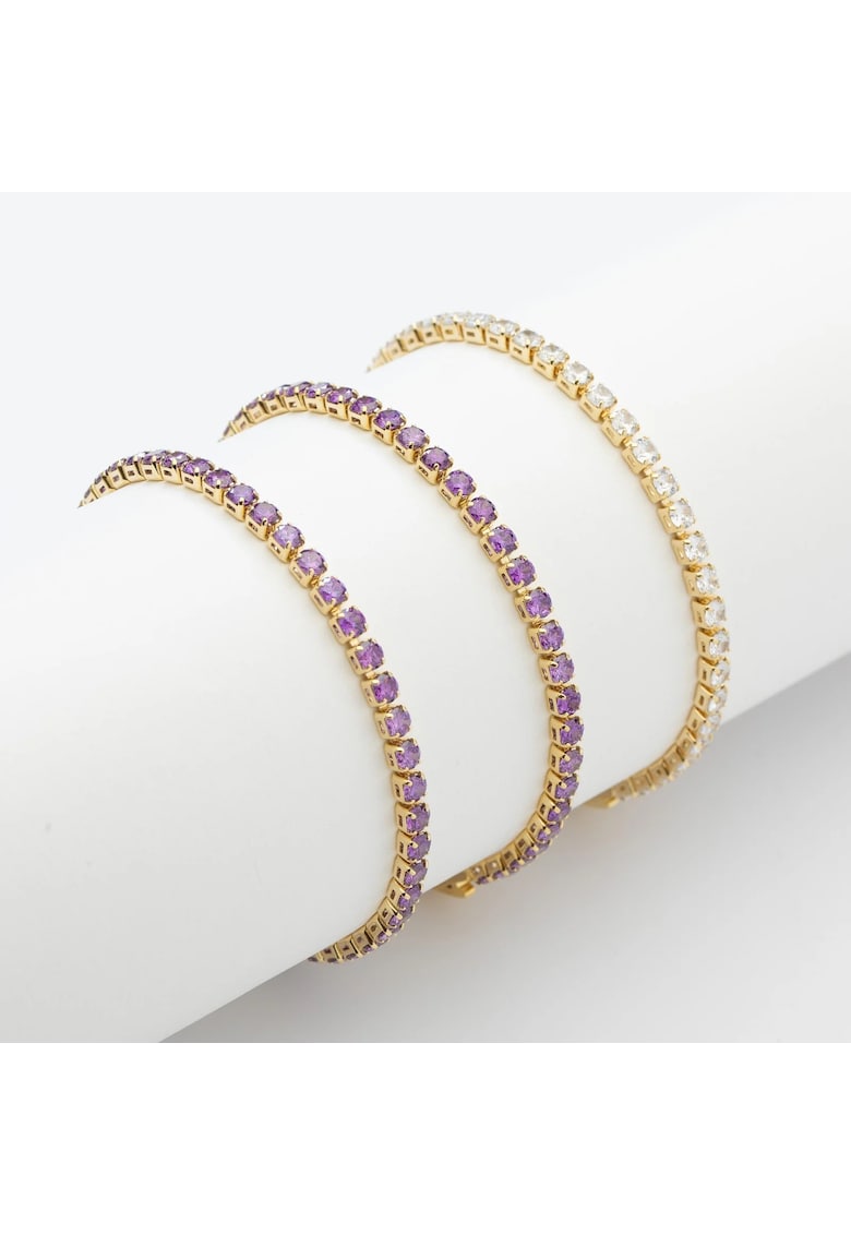 Set 3 Bratari Tennis Placate Cu Aur Si Cristale Zirconia