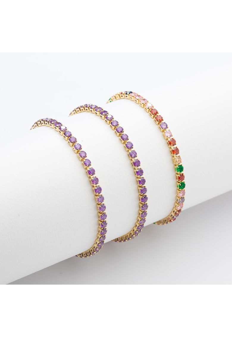 Set 3 Bratari Tennis Placate Cu Aur Galben