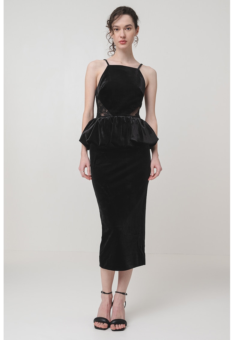 Rochie midi cambrata cu aspect de catifea