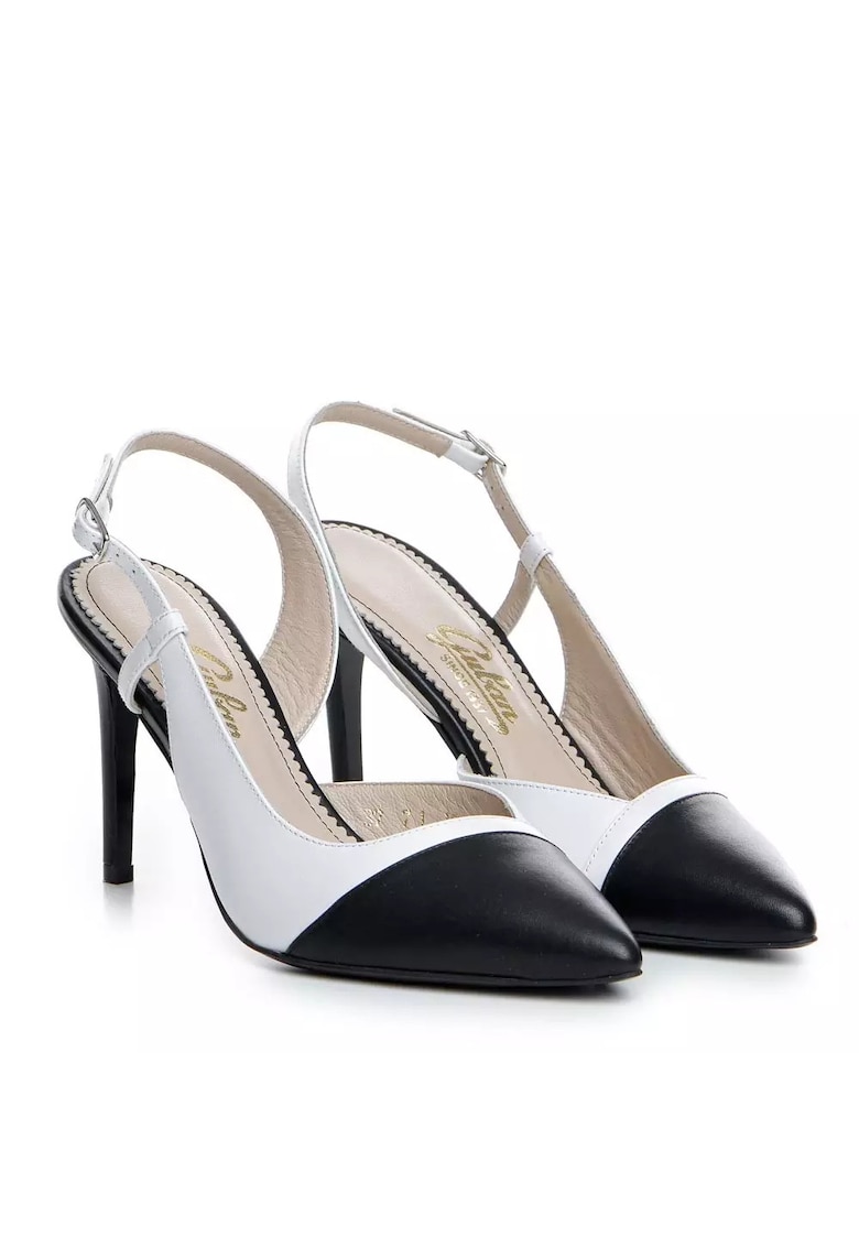 Pantofi dama  model 1344 nappa alb nappa negru